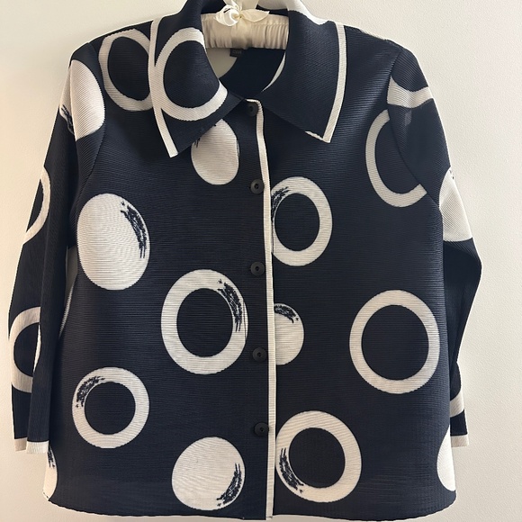 Vanité Couture Pleated Top/Cardigan/Button-up Blouse - Blue/Navy and white - Picture 1 of 5
